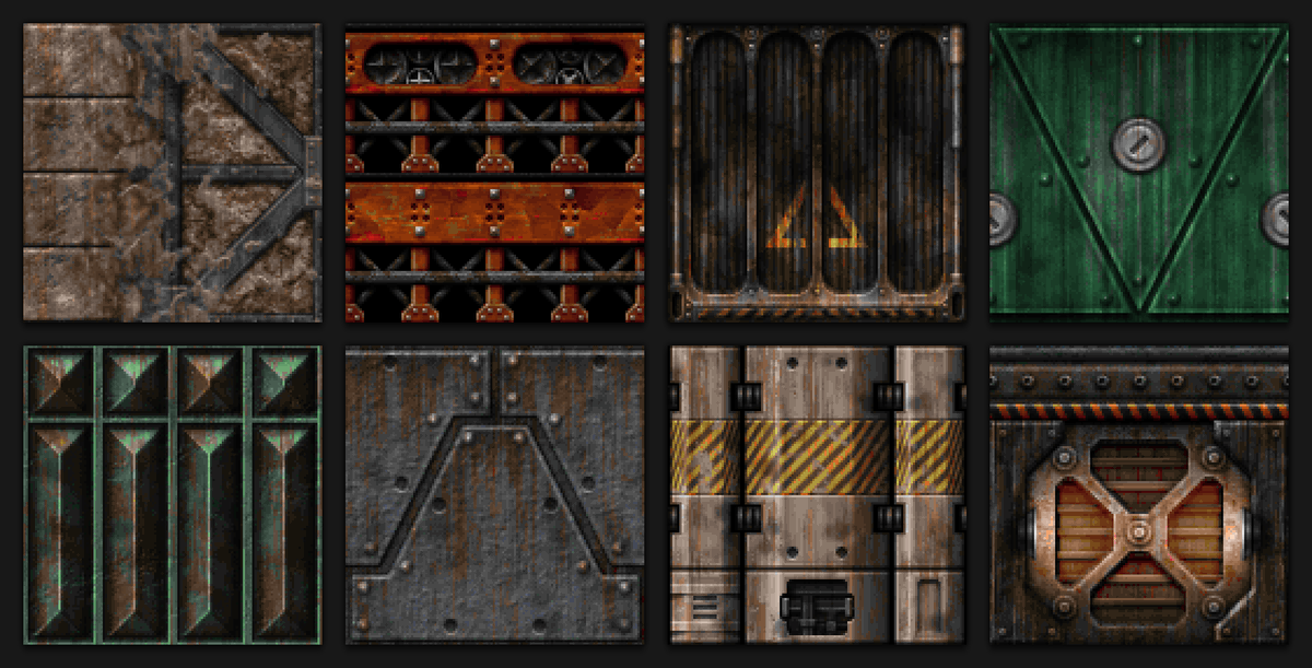 We're wrapping up the pre-production for Episode 4, and moving on to active development!
A little E4 texture gallery in the meantime:
#screenshotsaturday #indiegame #retro