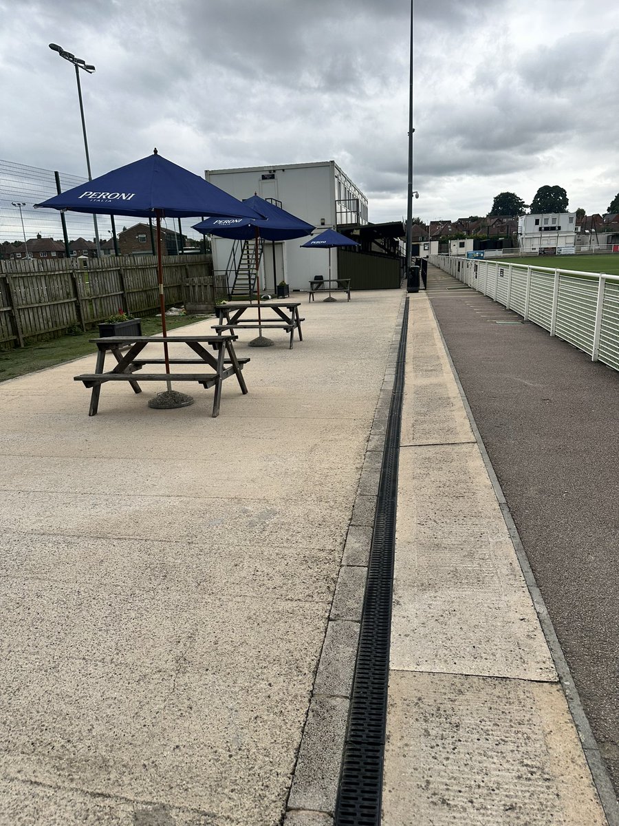Basfordutdfc's tweet photo. Great wk today from all our volunteers/fans who we are so grateful, all led brill by @stanmitch112 @milokitman @JoshWakelin_04 . Ground looks superb,ready for tomoro,s big day @footprintscec . Sure #Amberfans will be delighted our 2nd bar & patio area reopened for season ๐๐ป https://t.co/nWMz7xHfFd