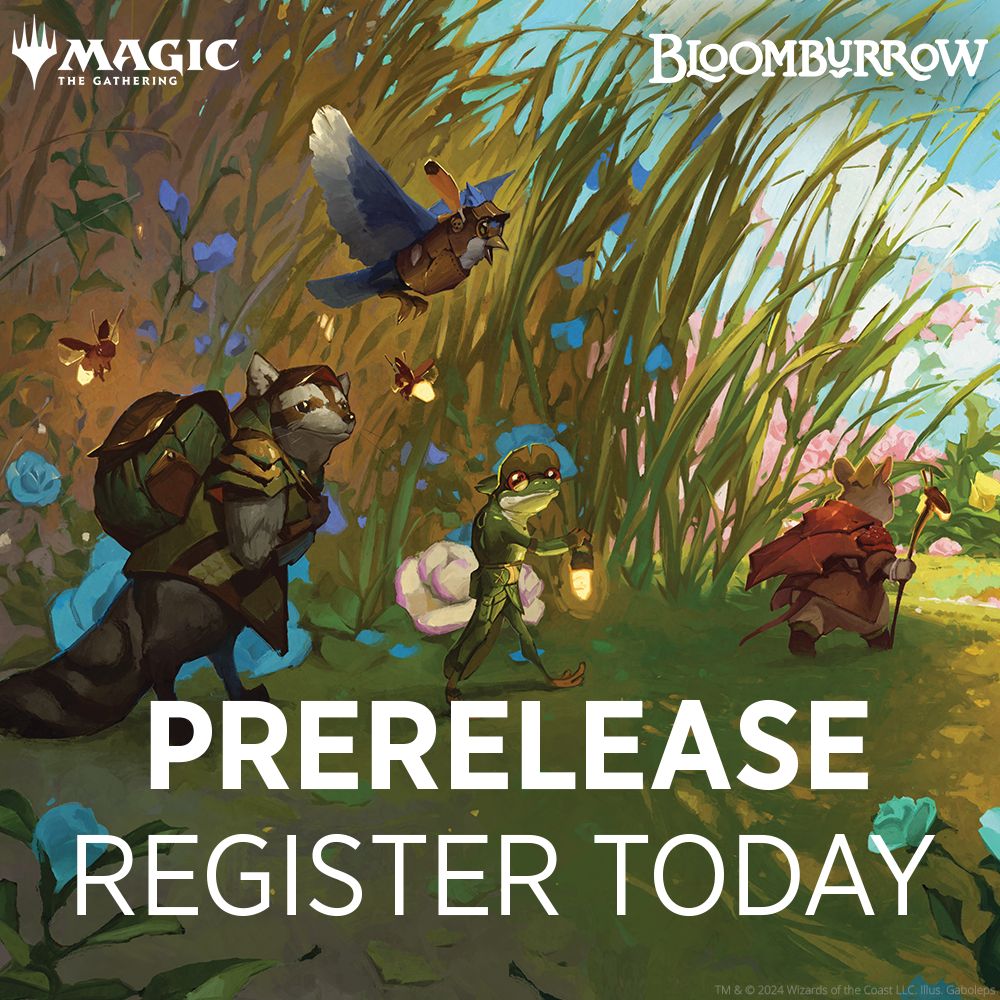 Gather your party. We're just a week away from the Bloomburrow Prerelease! Join us July 26 - 28th for a frolicking good time as we dive into Magic's newest Redwall and Secret of Nimh inspired set. Sign-ups are available via the link below! #MTGBLB
 buff.ly/2QJjklI