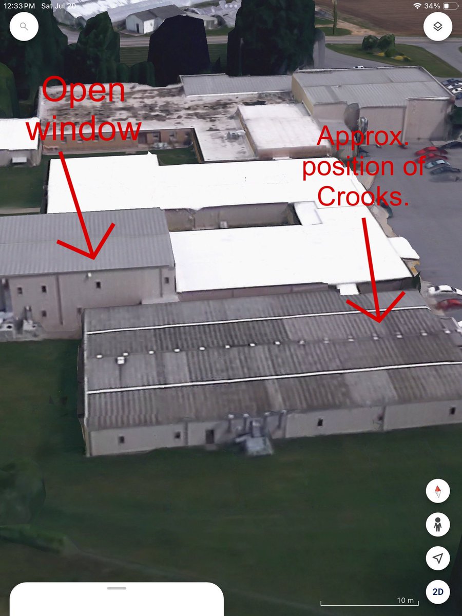 BobF912's tweet photo. Open window in adjacent building. Video shows likely source of shot that hit Trump. https://t.co/ir1Qp22gVI. #secondshooter https://t.co/NnlUKiumBY