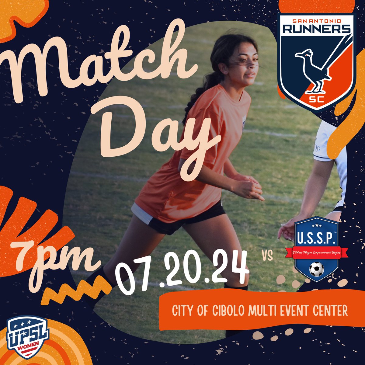 🚨MATCH DAY! <a href="/sarunnerssc/">San Antonio Runners</a> 
🆚 US Soccer Prospects
⏰ 7:00PM CST
📅 Saturday, July 20, 2024
🏆 <a href="/upslwomen/">UPSL Women</a> 
🏟 Cibolo Multievent Center 
🎟 Tickets at the door 
📣 #USPvSAR 

#sarunnerssc #upsl #upslwomen #semiprosoccer #sanantonio #satx  #soccer #footy #football
