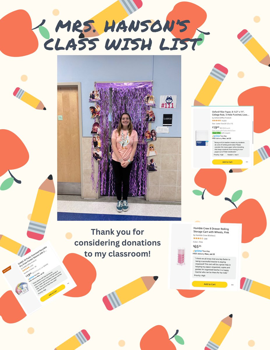 Perpetuallyhumn's tweet image. Really hoping to get some items cleared off my list this weekend! It’s my 3rd year at a title 1 school teaching ELA. If I could put the passion I have for teaching these kids I WOULD. amazon.com/hz/wishlist/ls… #clearthelist #amazonlist #TeachersOfTwitter