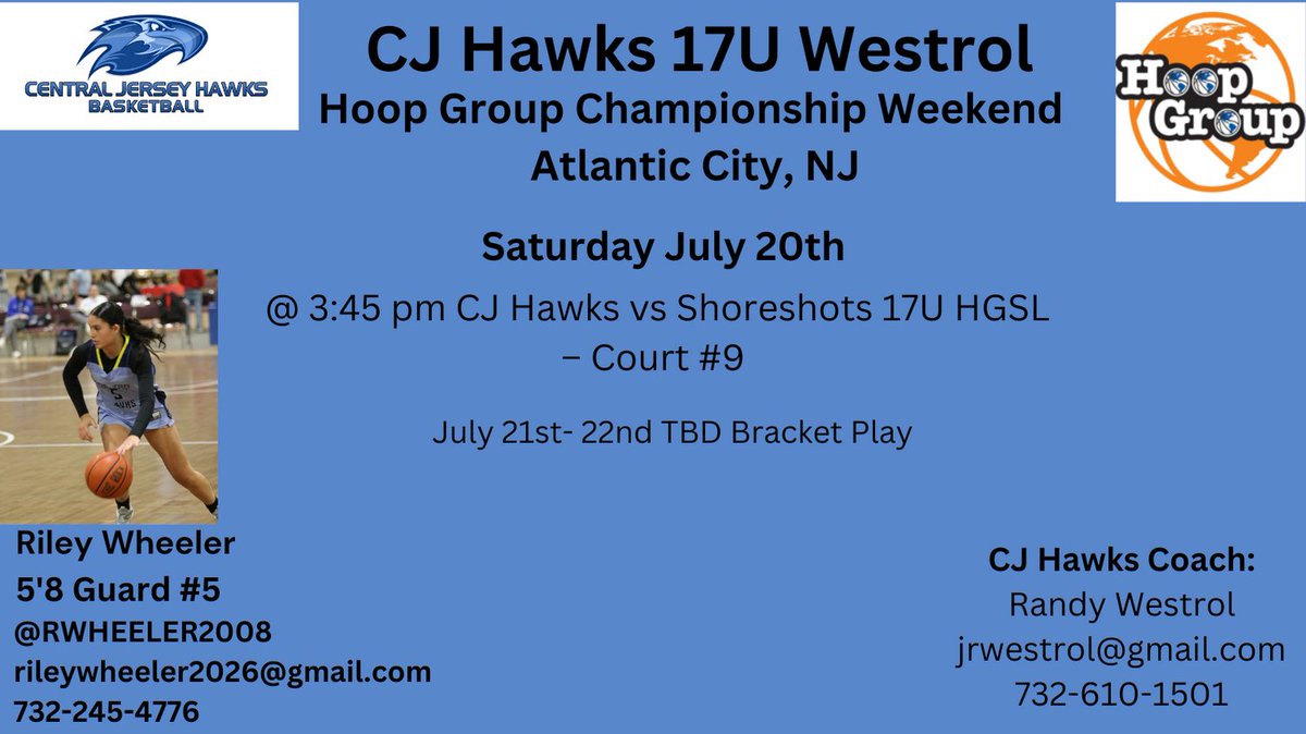 Championship Bracket Play Game 1- Today <a href="/3/">Blair</a>:45 vs Shoreshots 17U HGSL- Court 9!  <a href="/CJHawksaau/">CJ Hawks</a> <a href="/JTHoopsNJ/">Truhan</a> <a href="/TinyGreenNBS/">Coach Tiny Green</a>