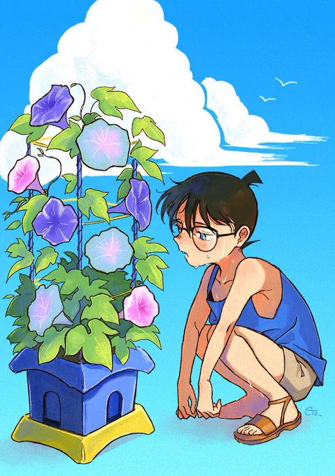 コナンくんと朝顔