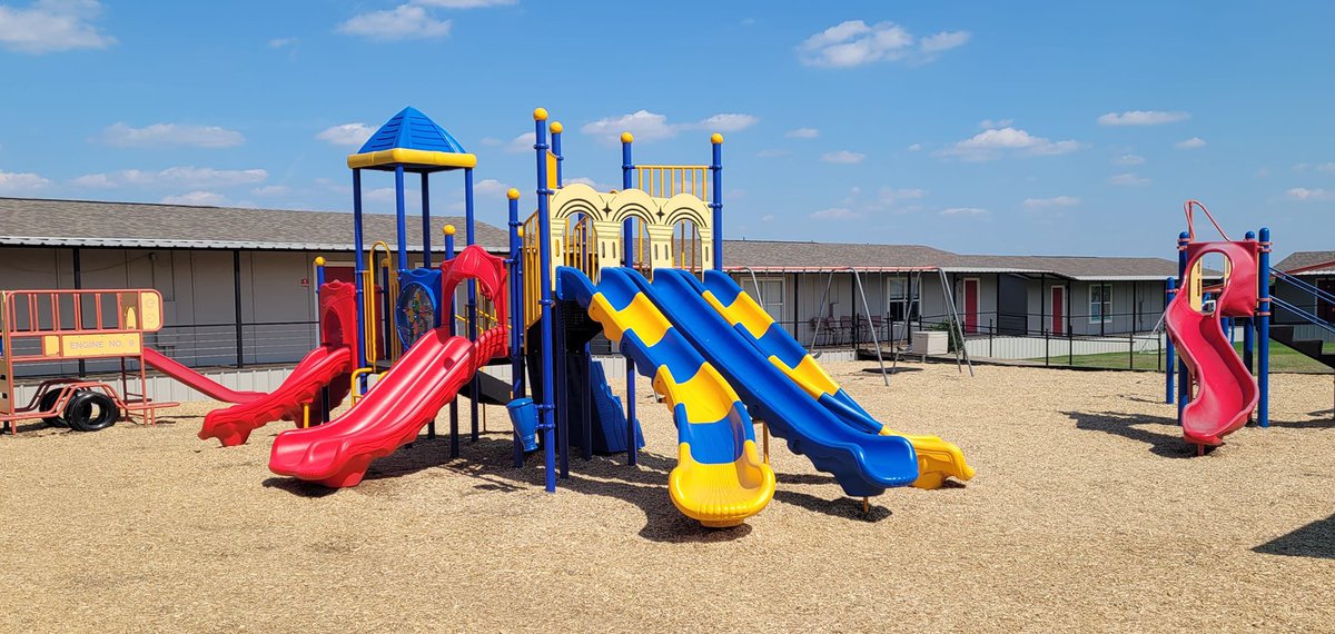We’re getting everything ready for school to start in a few weeks. The playground has new wood chips!