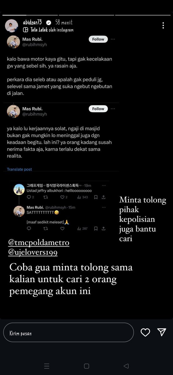 Quinnesss's tweet photo. @tsuguruly nitip kak, lagi dicari nih sama mas abidzar anak dari alm. uje karena nyenggol mendiang, kalo ada yg punya info lebih DM mas abidzar aja guys 🙏 keterlaluan banget sih ini. https://t.co/20ow1PebT0