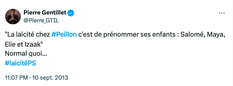 Dans le rapport Périclès, l'autre avocat cité au côté de Thierry de Montbrial est Pierre Gentillet, candidat RN dans le Cher. Il raillait les prénoms juifs des enfants de V. Peillon et aime tweeter sur "les Arabes". Sa suppléante portait un tee-shirt de suprémacistes blancs.