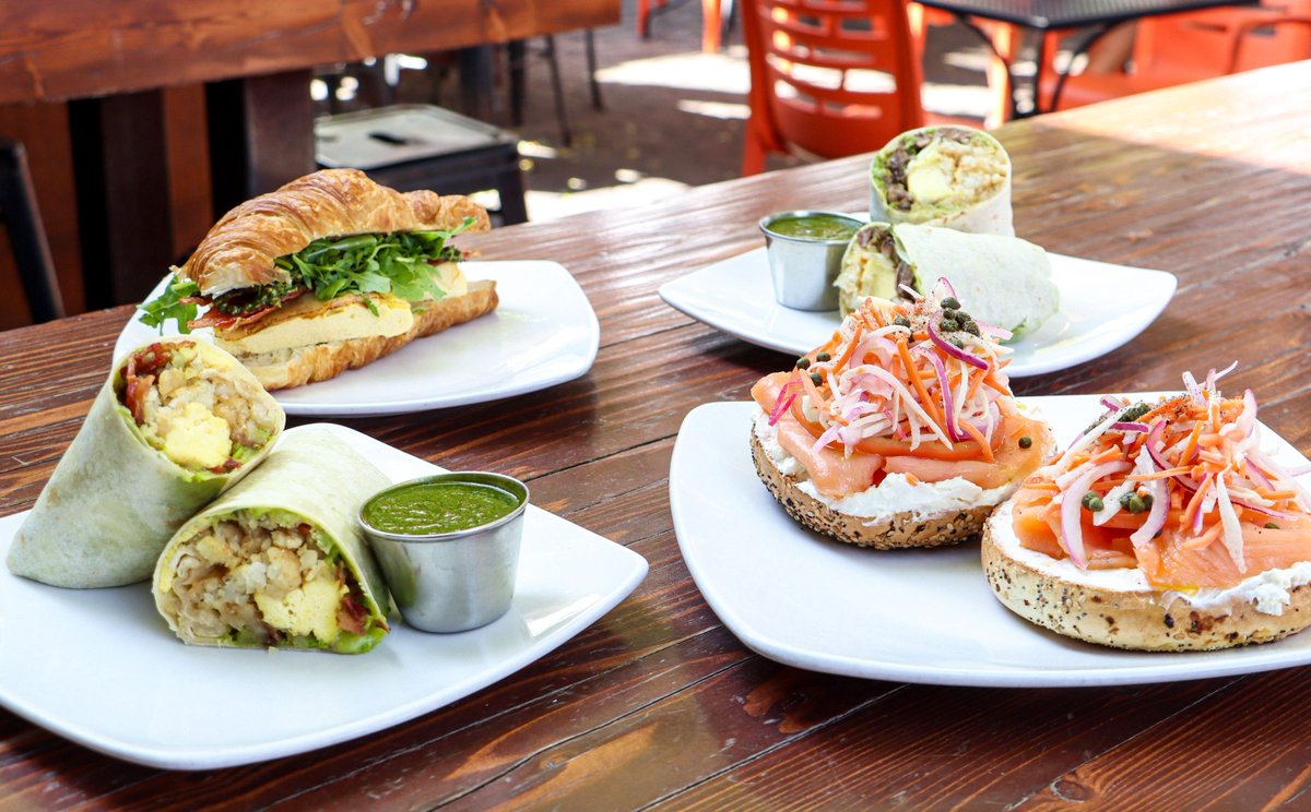 LOX of breakfast options every day till noon! 🍳☀️ Traditional lox + bagels, our famous breakfast burritos, unique breakfast sandwiches + more to pair with a  handcrafted latte or maybe a mimosa! 🥂