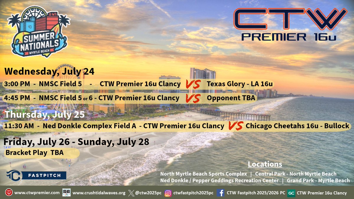 CTW Fastpitch 2025 PC Premier (@ctw2025pc) on Twitter photo This very talented group of ladies is heading to the Triple Crown Summer Nationals in Myrtle Beach in South Carolina. You definitely want to come watch them play their last tournament of this season!
<a href="/Taylor30703620/">Taylor Franks</a>
<a href="/alyssab003/">Alyssa Bonner</a>
<a href="/makj2277/">Makenna Jacobson</a>
<a href="/emma_lighthizer/">Emma Lighthizer</a>
<a href="/iyanagarza07/">Iyana Garza</a> This very talented group of ladies is heading to the Triple Crown Summer Nationals in Myrtle Beach in South Carolina. You definitely want to come watch them play their last tournament of this season!
<a href="/Taylor30703620/">Taylor Franks</a>
<a href="/alyssab003/">Alyssa Bonner</a>
<a href="/makj2277/">Makenna Jacobson</a>
<a href="/emma_lighthizer/">Emma Lighthizer</a>
<a href="/iyanagarza07/">Iyana Garza</a>