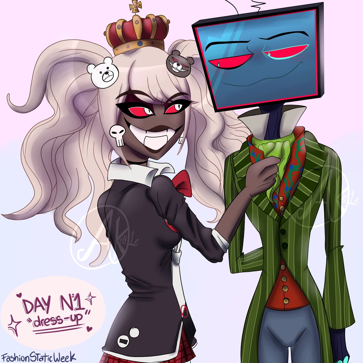 akell1e's tweet photo. VOXVEL WEEK HAS STARTED!!
Day One โ Dress-Up ๐๐บ
Velvette is Hachiko from Danganronpa, and Vox is the dude from Sofia The First that Borle voiced
#FashionStaticWeek #FashionStaticWeek2024 #Voxette #voxvel #Vox #Velvette https://t.co/Cyf1yr0wGs
