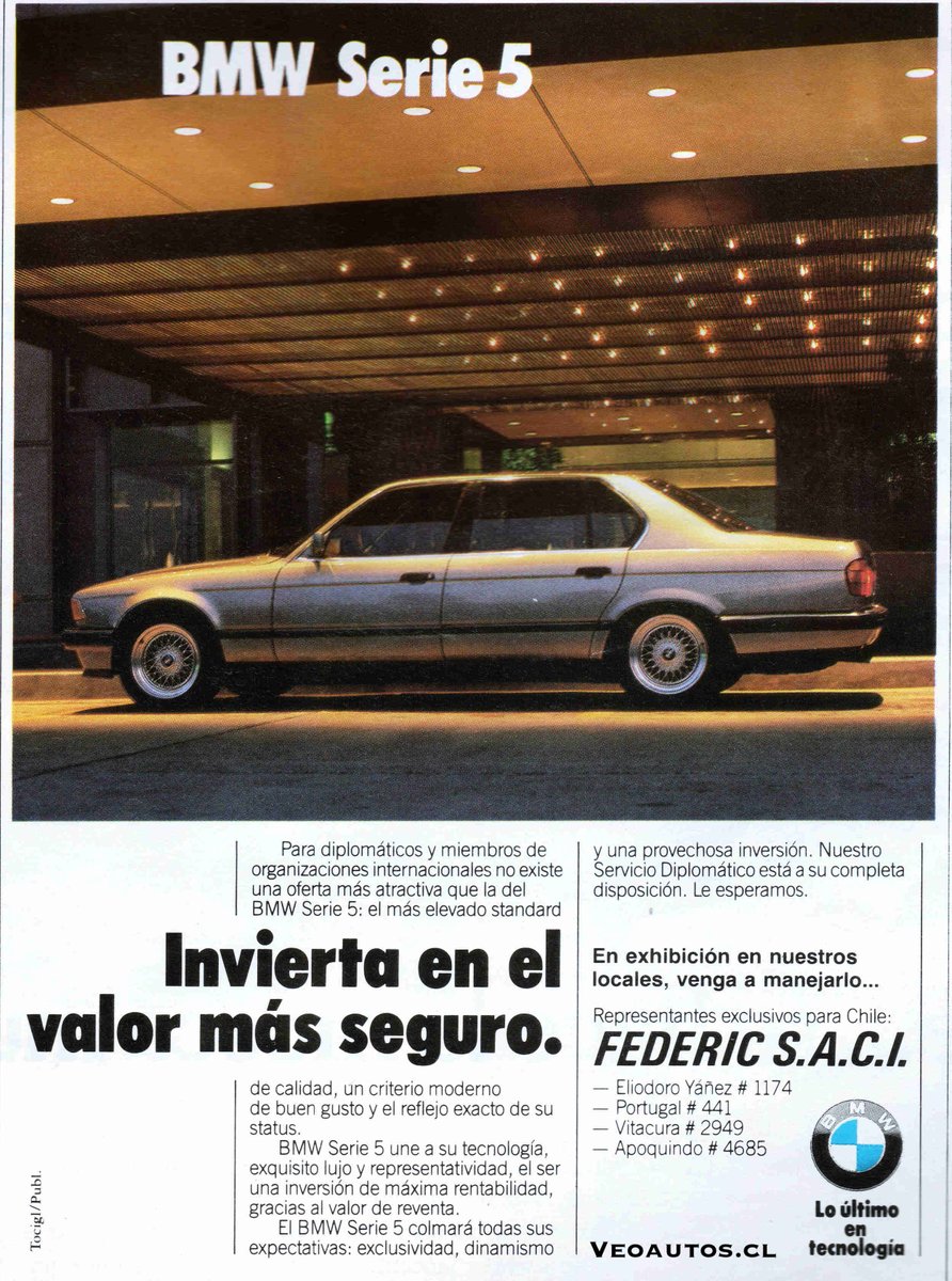 VeoAutos's tweet image. ¿Qué pasó aquí?. BMW Serie 5 E34 Chile 1989. Ventas Series 5/6/7: 90 Unidades. Importador: Federic SACI.

+ Info facebook.com/photo?fbid=101…

#bmwserie5 #bmwe34 #bmwe32 @BMW @addict_car @thecarfactoids @RiveraNotario @BMWChileOficial