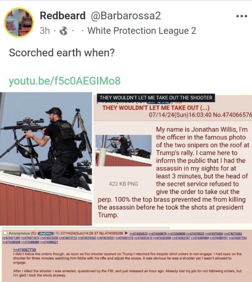 WenMaMa2's tweet photo. .🚨#T4MAGAt  #A07204 🚨
WatchThisViral⤵️#reDJT
🔥🔥🔥🔥🔥🔥🔥🔥🔥🔥
 Senator @HawleyMO , please investigate …
✅👉👉👉 Is there a #SecretService counter-sniper named #JonathanWillis who is seen in this photo and posted this?
✅👉👉👉 #MagaPatriots demand TRUTH… Is #Willis a HERO or not… plz help and don’t let HERO get killed ✝️☮️🛐🙏
✅Note2myself:
🔥🔥🔥🔥🔥🔥🔥🔥🔥
#WeThePeople very concerned …
@realDonaldTrump @TeamTrump 
@DonaldJTrumpJr @EricTrump 
@SpeakerJohnson @RepMTG @elonMusk @Jim_Jordan @RepThomasMassie @mattgaetz @RepJamesComer @tedcruz @SenJohnKennedy @RandPaul @SenRonJohnson @catturd2 @JackPosobiec @TuckerCarlson @ISafeyet @DevinNunes