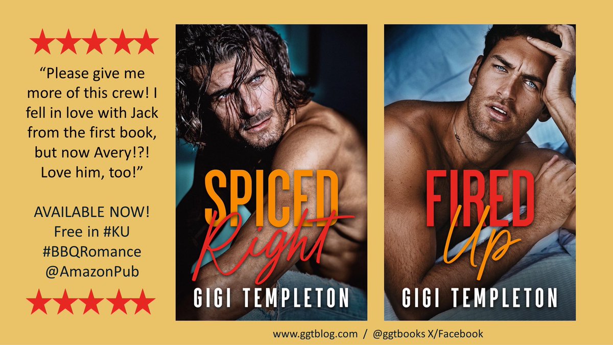 GGTBooks's tweet photo. 🌟🌟🌟🌟🌟: “Please give me more of this crew! I fell in love with Jack from the first book, but now Avery!?! Love him, too!” 🌟🌟🌟🌟🌟 SPICED RIGHT series by @ggtbooks Free in #KU @amazonpub #Spicy #BBQRomance #CowboyWhoCooks https://t.co/MomXlvuXJu https://t.co/VZ922MCoTi