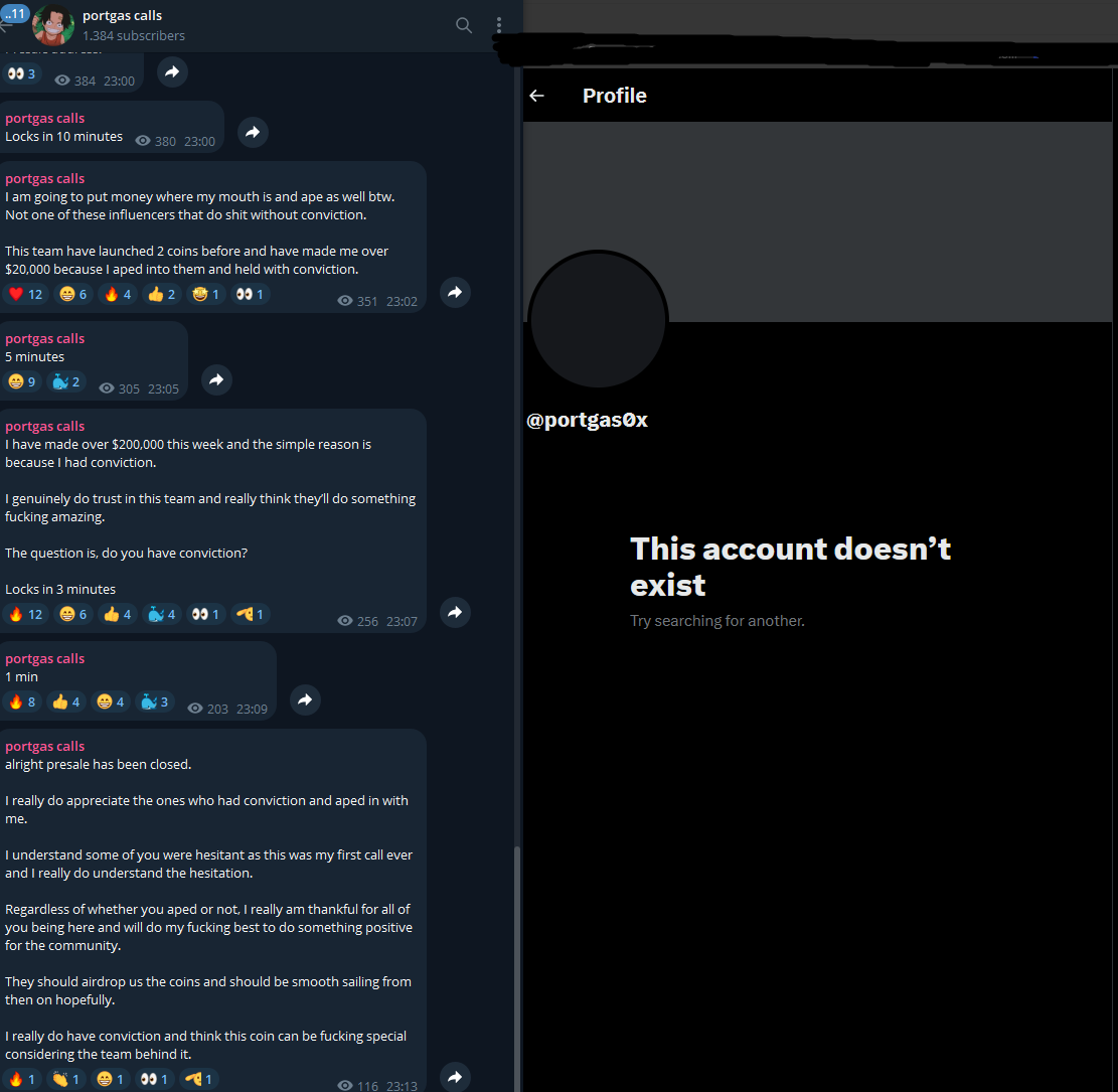 Parcels_A's tweet photo. this dude @shankusu0x scammed ~54SOL via a "presale" and claimed big gains in his tg. 
he has probably done this multiple times, see twitter reuse. Last week his nick was "portgas" as seen in TG, he farmed followers by posting some stupid 1SOL-100k challenge or whatever. 
Probably repeat farm w/ this scheme, lol  This shit happens way too often on CT it's crazy. Btw the TG followers are probably bought too, as you can see from the engagement/views. Still, 54 SOL is nothing to scoff at for a quick flip, don't fall for this shit  
https://t.co/6xyRiBHCGu
ty @lunarfang_416 for the twitter tool!