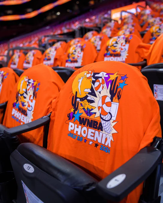 Special WNBA All-Star T-shirt on every chair in the arena. 
