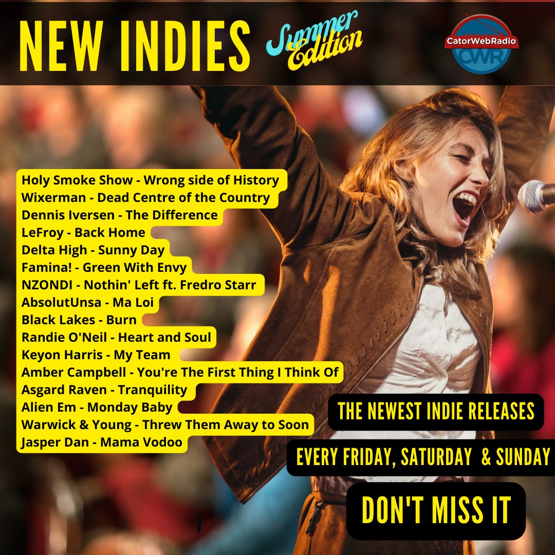 catorwebradio's tweet photo. #OnAirNow #Newindies
#HolySmokeShow
@wixerman
#DennisIversen
#LeFroy
#DeltaHigh via @AltTwistRadio
@Faminaband
@Nzondi3
#AbsolutUnsa
#BlackLakes
@RandieONeil
@KeyHarrisMusic
@asgardraven1
@Mannieessien
#AmberCampbell
#Warwick&Young
#JasperDan https://t.co/TJiG4EKzY3