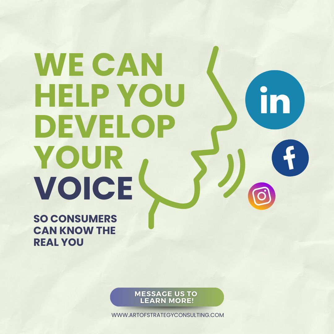 AOSConsultants's tweet photo. Your brand’s social media content is fluid and informal for consumers to know you. We can help you develop your voice across multiple platforms so consumers can know “the real you.”

#digitalmarketing #ArtOfStrategyConsulting  #branding #bandvoice https://t.co/rrRNnzAHkx