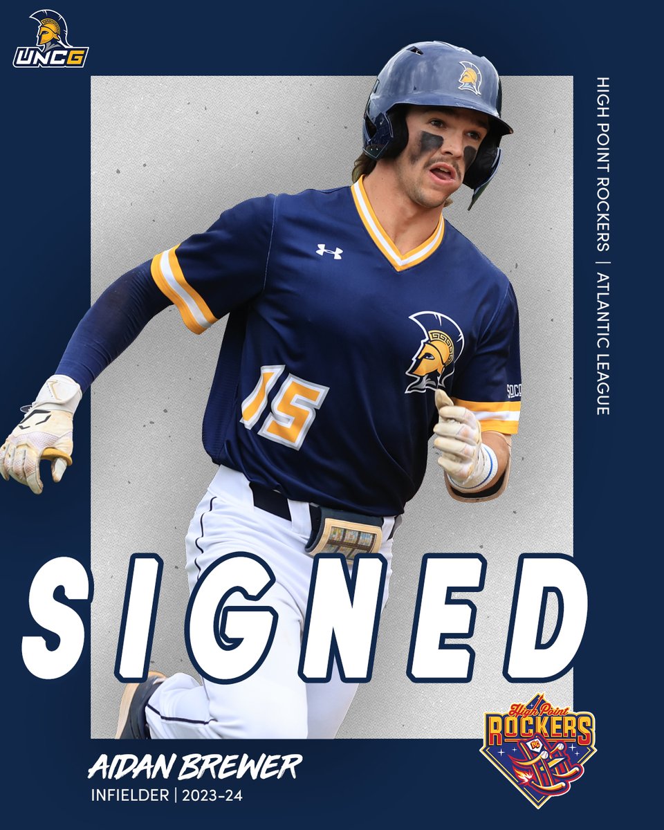 UNCGBaseball's tweet photo. Oh man, @RockersBaseball is getting a good one!

Congrats to Aidan Brewer on signing with the High Point Rockers! 💪

📰 https://t.co/nClsTsJETQ

#letsgoG https://t.co/t9eATjqpaQ