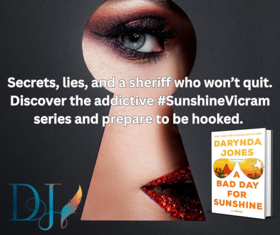 Darynda's tweet photo. Secrets, lies, and a sheriff who won’t quit. Discover the addictive #SunshineVicram series by @Darynda and prepare to be hooked. 🕵️♀️✨ https://t.co/YZVfgSu8tB https://t.co/kTaJhm1LDt