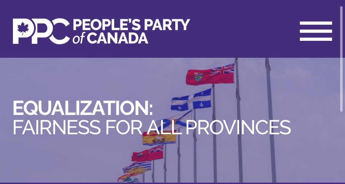 The PPC is the only federal party committed to reforming the equalization formula and reducing the amounts transferred so that it’s fair for all provinces. 
peoplespartyofcanada.ca/equalization