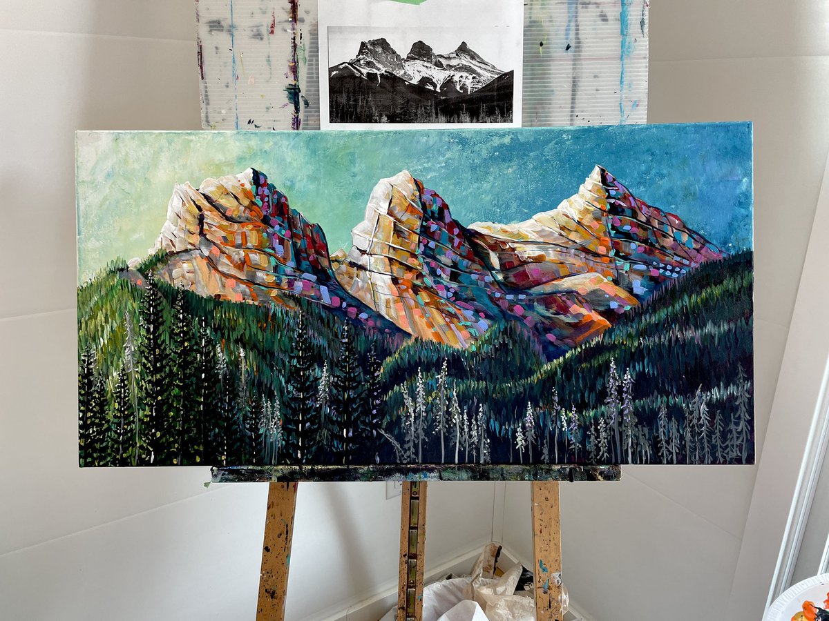rvthomasart's tweet photo. All done “Sisters Awakening”, 18” x 36”, acrylic on canvas. Ask about the #freshofftheeasel price. #highriver #okotoks #yyc #calgary #canmore #ymm https://t.co/WFwVS6IXMh