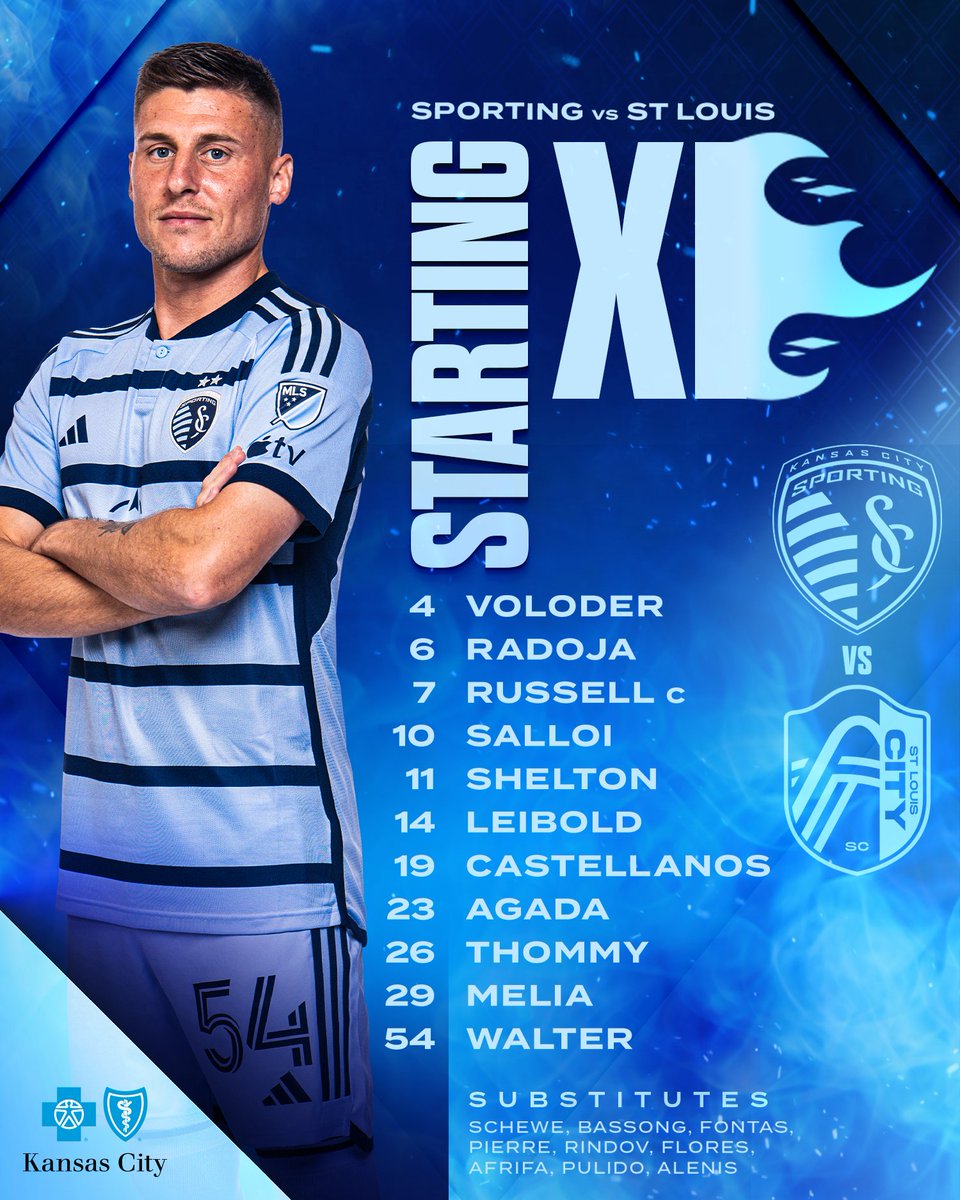 SportingKC's tweet photo. Our Starting XI to take on St. Louis 😤

#SKCvSTL | @BlueKC https://t.co/kVtKs2Er09
