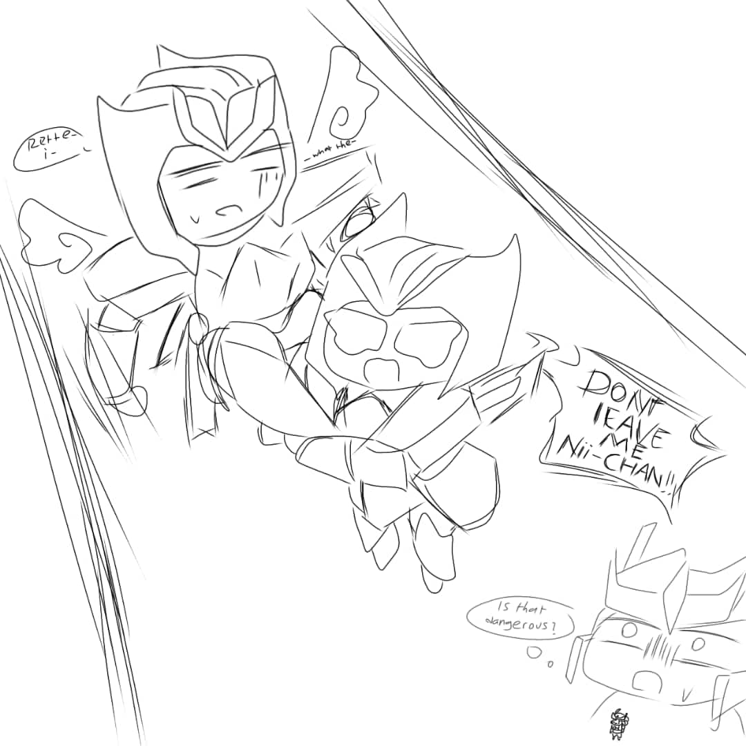 Himuwah's tweet image. Blueven /Aoka  &amp;amp; Rette /Akaku

My favorite twins in MHs

The MC is too shocked to speak... 

#Rette #Blueven #Dokaru #MHs