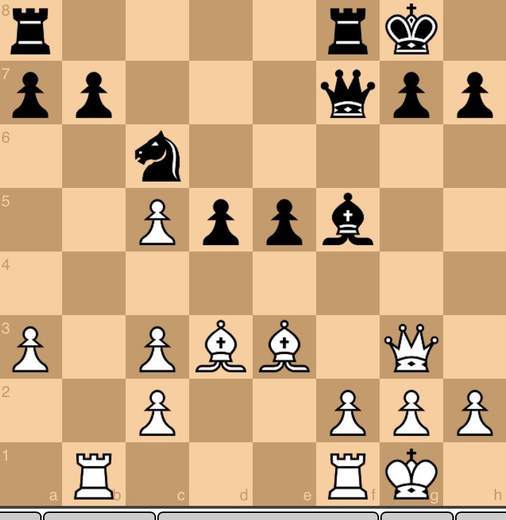 kng_Freebird's tweet photo. Studying game 20 of the Smyslov-Botvinik 1957 World championship  and here the top engine move is 17…Bxd3.  Why?  I thought it was a mistake to help your opponent straighten out the pawn structure. https://t.co/IPZjmnfP8W