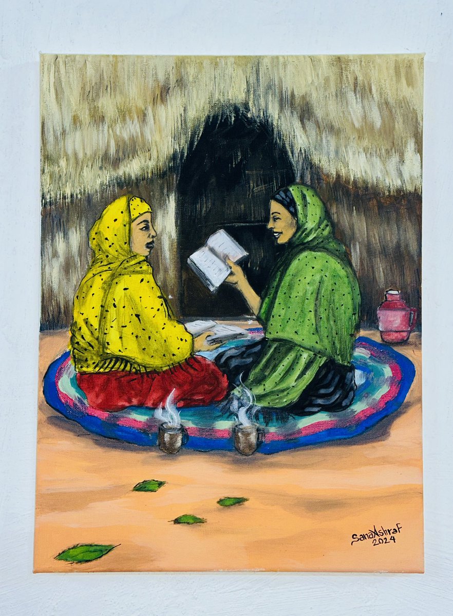 Sana_Artist's tweet photo. Gabdho aqalka hortiisa derin fidsaday ee wax ku aqrisanaya kuna shaheynaya. #somalirural #somaliart #acrylicpainting #somaligirls #traditionalitems #CulturalHeritage https://t.co/jstKh0qK8u