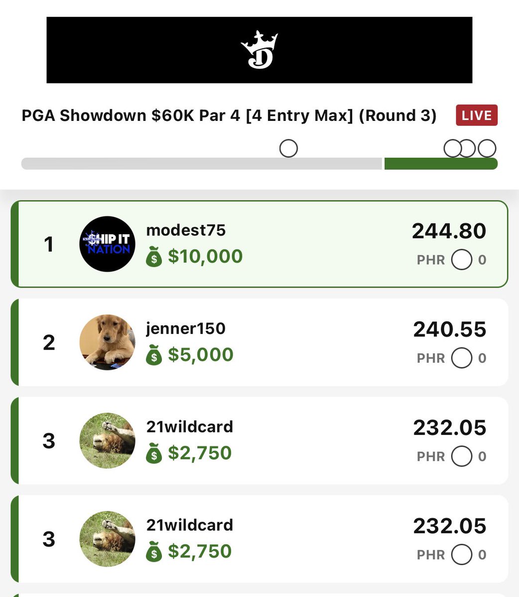 TheDegenerate75's tweet photo. I guess the Showdown Guy still has it at showdown

$50k+ days will always be special to me! 

I was long overdue for a nice day based on my consistent finishes and today we got there.  So remember, have a process, play the game, the results will come.

Let’s do it again tomorrow! https://t.co/qQdjqKgPHS