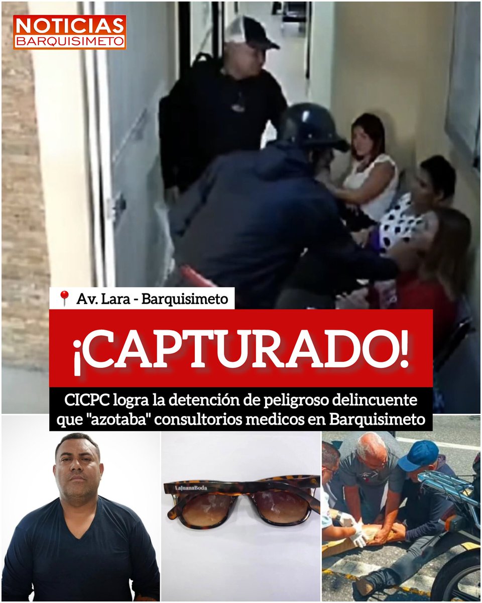 NoticiasBqto's tweet photo. 🚫👏🏻 ¡HASTA AQUÍ LLEGASTE!:
.
Tras un arduo trabajo, detectives del CICPC capturaron a Jeisson Lugo, de 43 años, responsable de múltiples robos a mano armada en centros médicos de Barquisimeto. https://t.co/05OknHDViL