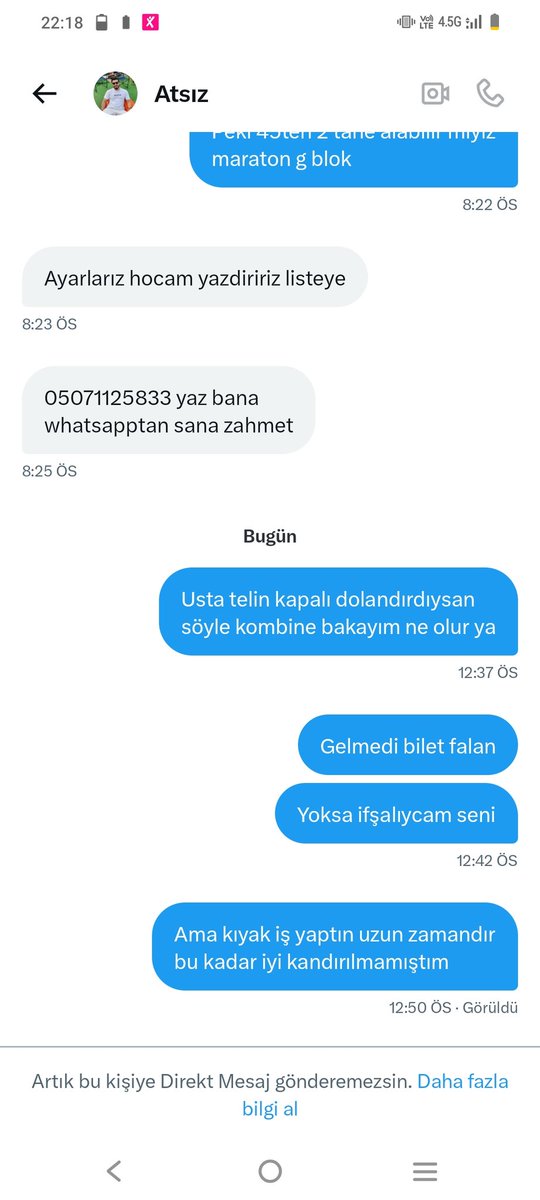 kadirklc34's tweet photo. @7atsiz bu şahıs dolandırıcıdır. Uzak durun. 7atsiz nickli dolandırıcıyla diyaloğumun bir kısmı ektedir. https://t.co/sovVVnlICa