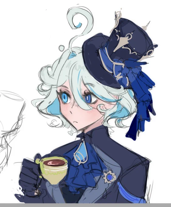 my today's serotonin is furina's question mark ahoge 