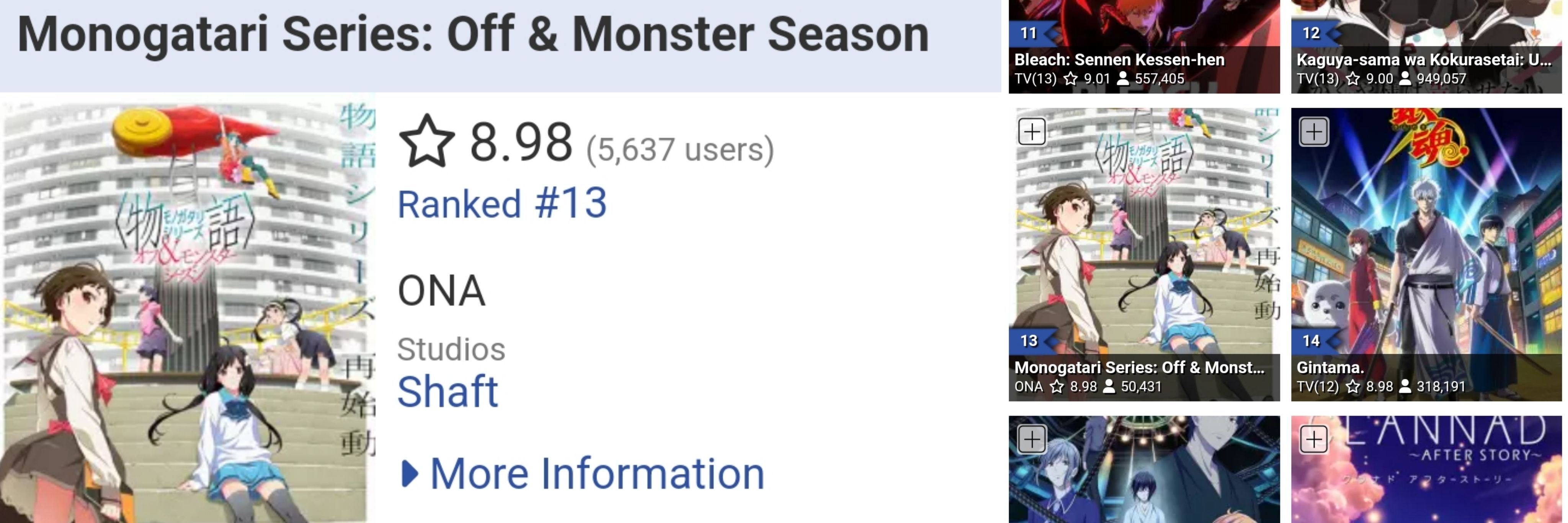 Anime Craze on X: “Monogatari Series: Off & Monster Season is now 