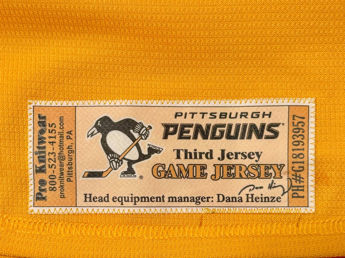 PensVault's tweet photo. Teddy Blueger 2018-19 Alternate Set Game Worn Jersey. 
Blueger wore this jersey for 6 games including his NHL Debut on 1/30/19 vs Tampa Bay. In 6 games he scored 1G and added 4 PIM's.  #LetsGoPens