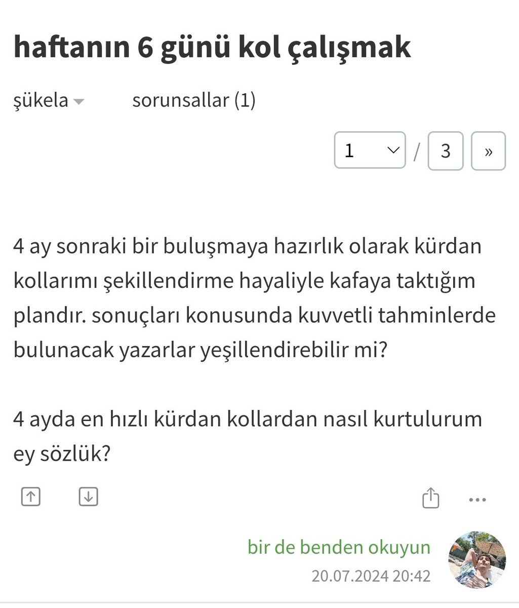 Haftanın 6 günü kol gibi çalışmak olarak okudum 0 şaka