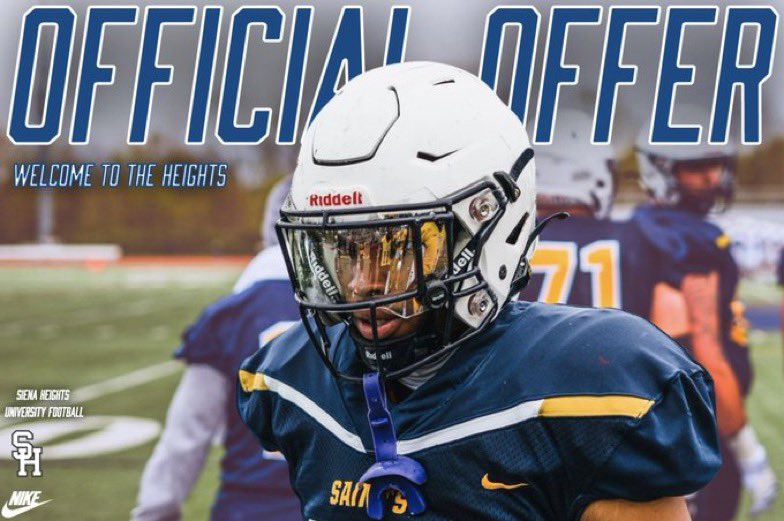 Blessed to say that I have received my 2nd offer from Siena Heights!! Thanks a lot <a href="/CoachJMcGowan/">Jzavion McGowan</a> <a href="/CoachKohn12/">Matt Kohn</a> as well as the rest of the staff. 
<a href="/claney101/">Chris Laney</a> <a href="/CoachMoore1001/">Matthew Moore</a> <a href="/sixstarfootball/">Six Star Football | PLUS+</a> <a href="/SienaHeightsFB/">Siena Heights University Football</a> <a href="/MIexposure/">Michigan exposure</a> <a href="/DivineChildAthl/">DCHS Athletics</a>