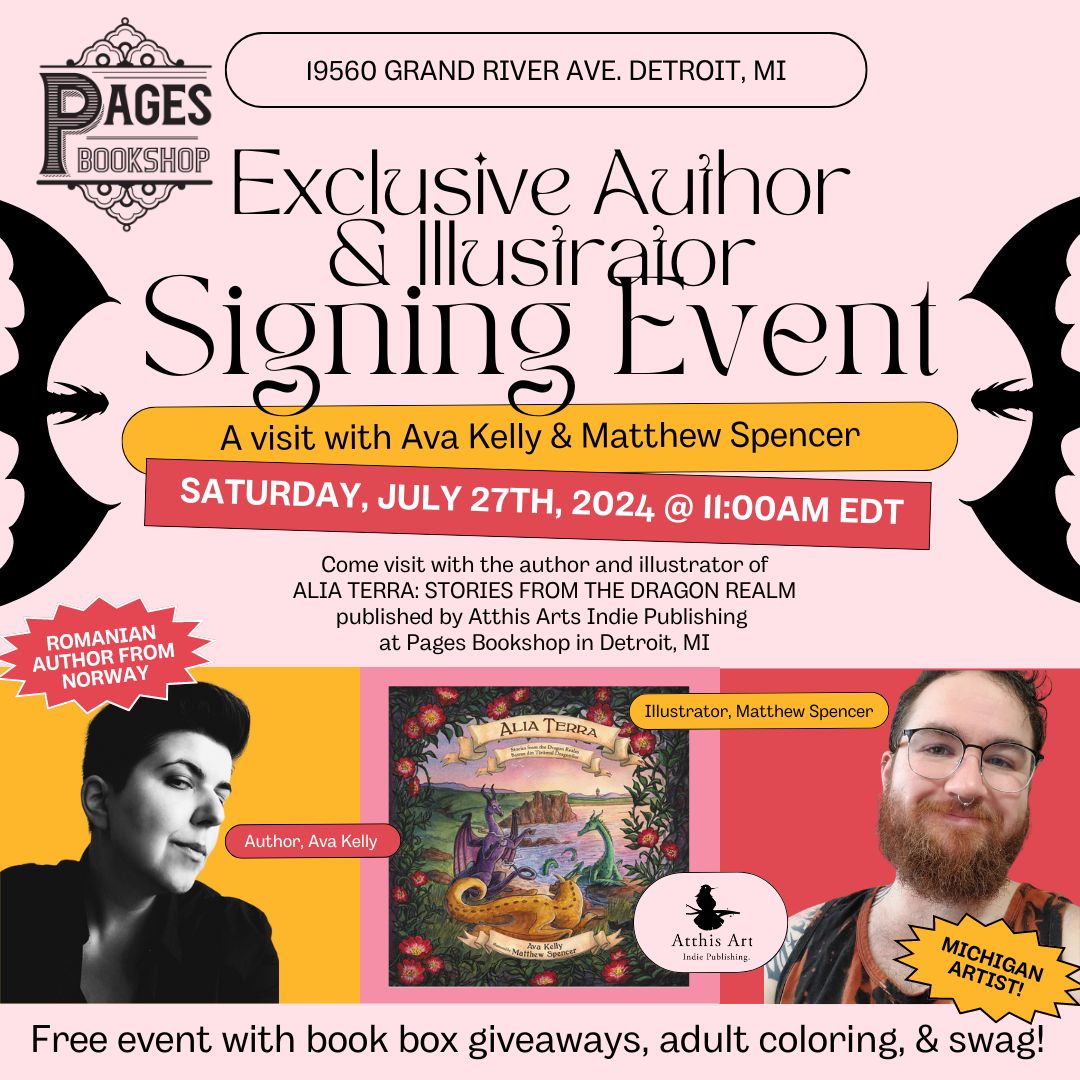 Detroit! (Windsor! Toledo! A2! ...) Meet Ava Kelly and Matt Spencer, stop by for signatures, swag, giveaways, and, if you'd like, join us to color for a bit! This Saturday at the wonderful <a href="/PagesontheAve/">Pages Bookshop</a>. Plus, Ava will be reading in Romanian also. - Please spread the word! -E.