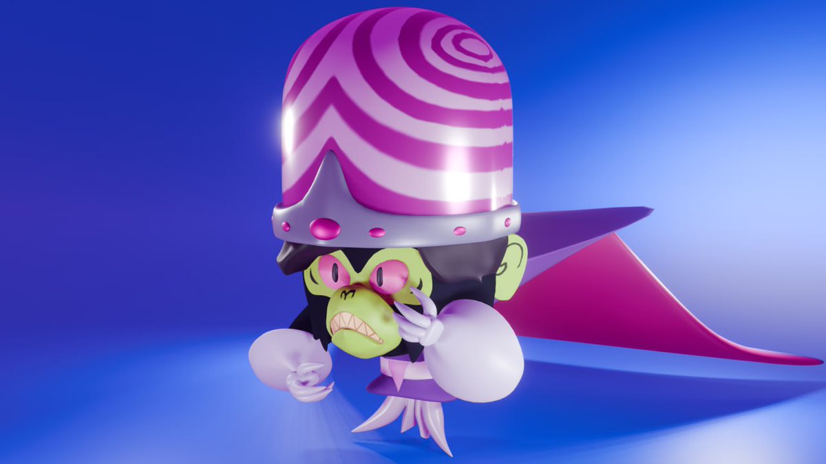 Akumaaa18's tweet photo. I have created a 3D character model of Mojojojo as a gift for my friend. I made some changes to the character's design, changing the style of the hair to resemble my friend's hair and giving it somehow spiky facial hair to add new things to the design. https://t.co/GXt3pd4ilD