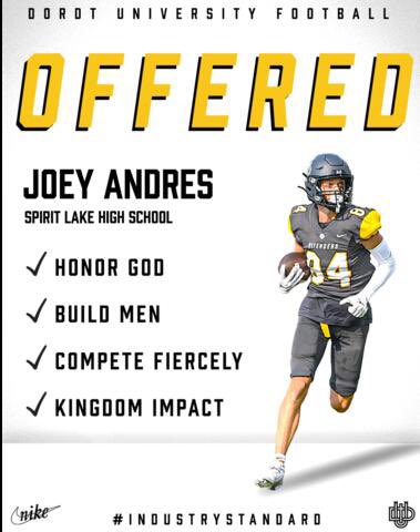 After a great camp and talk with <a href="/CoachTeiger/">Coach Luke Munsterteiger</a>, I’m blessed to have received an offer from <a href="/DordtFB/">Dordt Football</a>!
<a href="/BMcCormick08/">Brandon McCormick</a> <a href="/coach_penner/">Joel Penner</a>