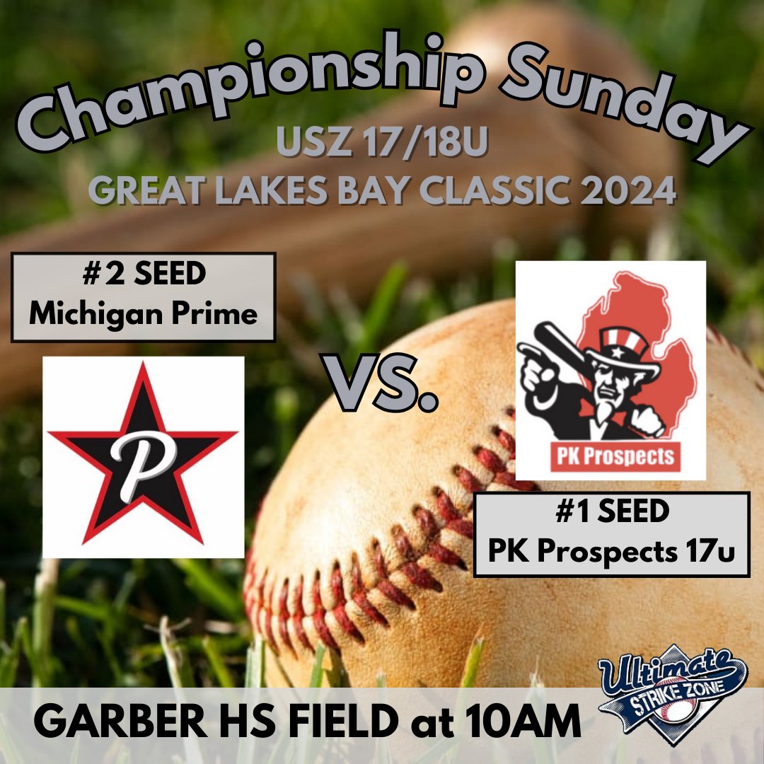 CHAMPIONSHIP SUNDAY match-up is set!  

#1 Seed @PKP17u (4-0) takes on #2 Seed <a href="/MI_PRIME_BSBL/">Michigan Prime</a> (3-1) tomorrow at Garber HS Field. 10am first pitch.

#USZTournament | #BestInTheMidwest