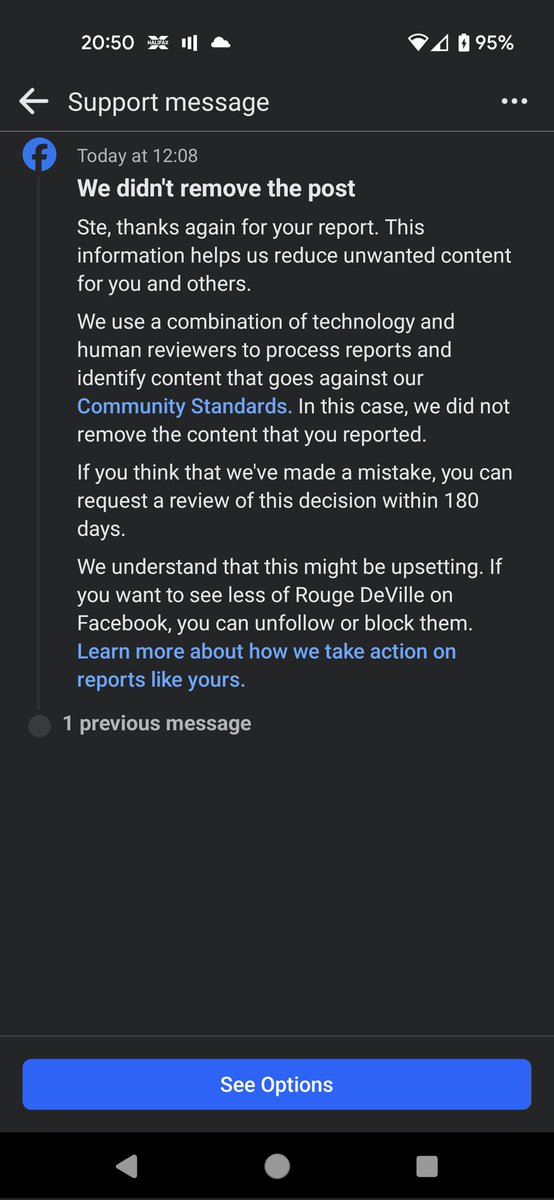 the1thumbedman's tweet photo. @facebook @MetaNewsroom @Meta @finkd
So a friend's page has been hijacked. Someone now posting porn videos on it regularly. So lot's of her friends report the posts and the page. But y'all think that's totally acceptable.
#shitshow #failbook #facebook https://t.co/76uM5HbChh