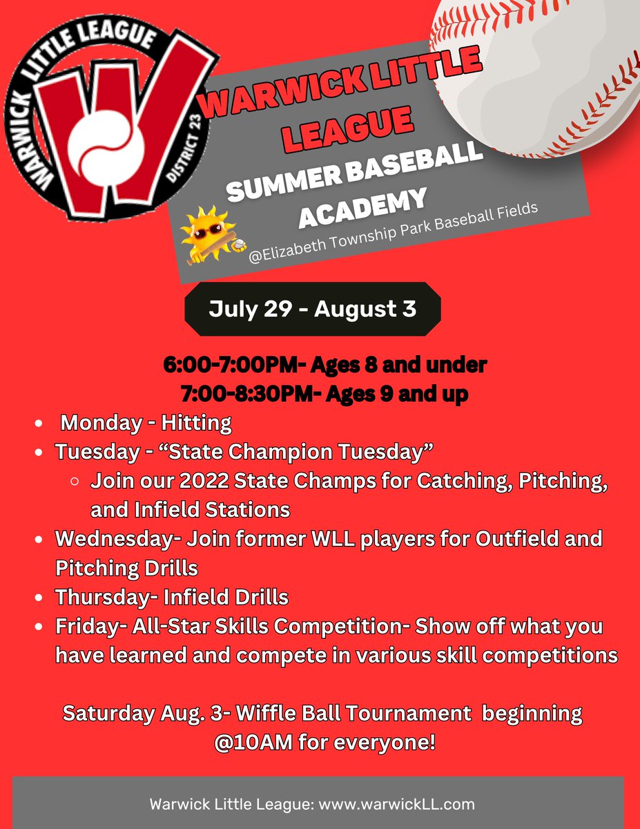 Schedule for those registered