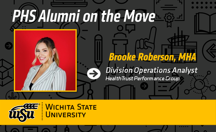 Congratulations Brooke Roberson, MHA, on her promotion to Division Operation Analyst at HealthTrust Performance Group.  #ShockerAlumni #ShockerNation #ShockerProud #WSU_PHS #PHSProud