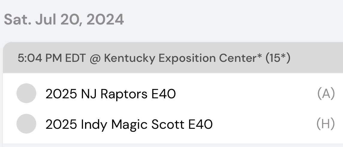 Back in action at 5️⃣:0️⃣4️⃣ PM with 2025 NJ Raptors E40 at The National Championship in Kentucky over on court #15. Come check us out!
