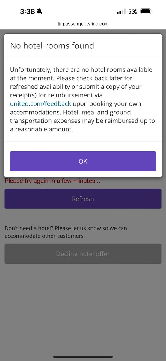 goldmatte2000's tweet photo. ~Super~ helpful @united . Really glad you support premier customers when your software company fails them. Stuck in Orlando for 2 days and you offer no flights until Monday and no available hotels. My screaming 2 year old thanks you. https://t.co/884mzbiTkh