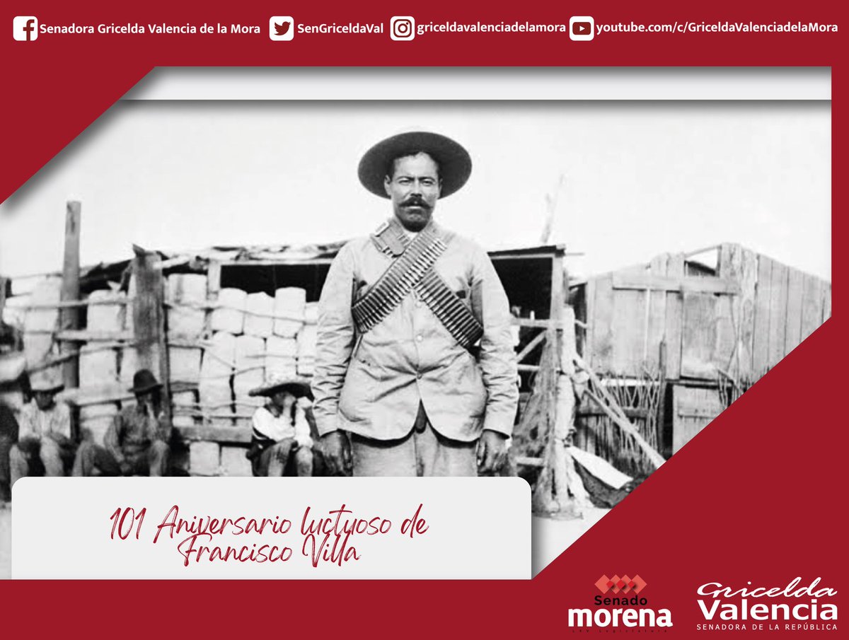 SenGriceldaVal's tweet photo. Un día como pero del año 1923, muere asesinado en Parral, Chihuahua, Francisco Villa, El Centauro del Norte, uno de los principales jefes de la Revolución Mexicana. Su acción militar fue clave para la derrota de Victoriano Huerta. 
@MorenaSenadores #LXVLegislatura https://t.co/FNyyNRLtGC