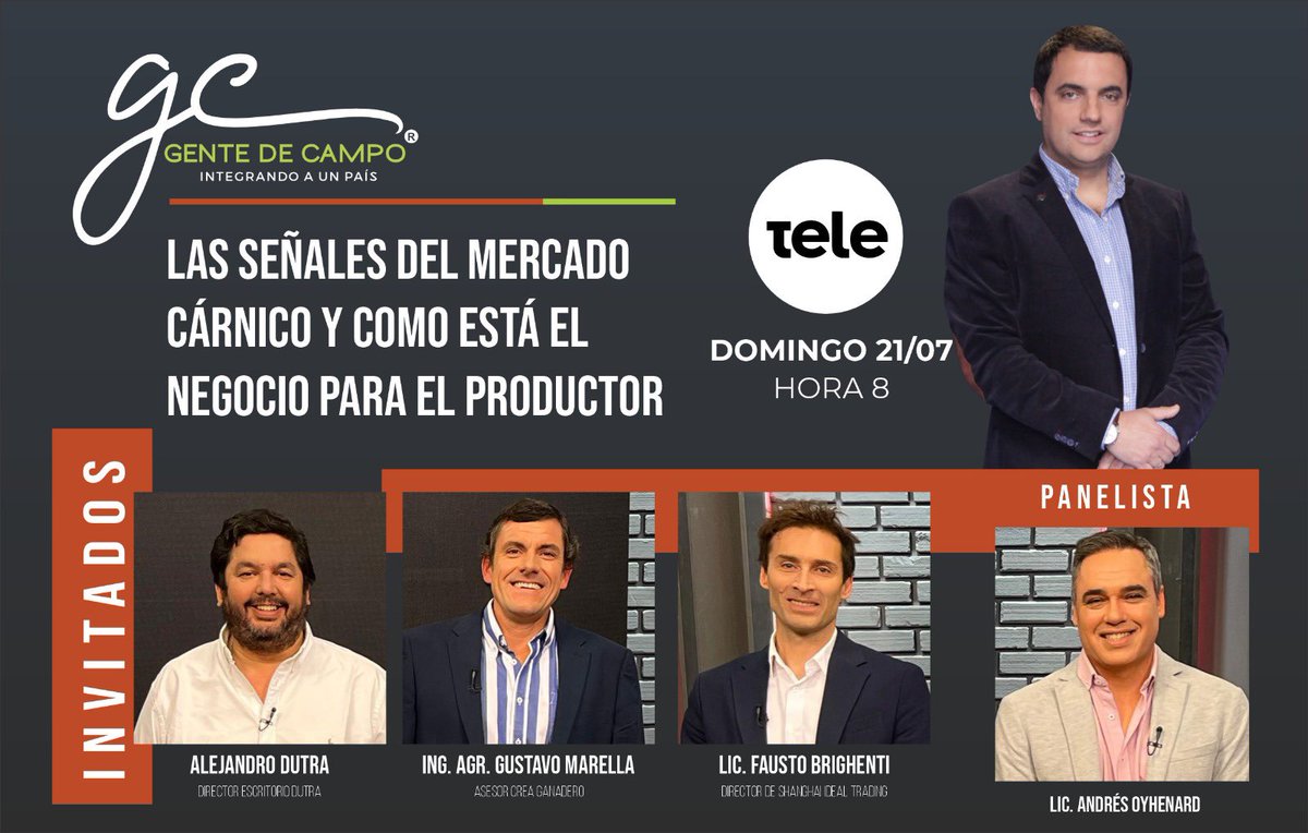 ¡No se pierda este gran debate sobre el mercado cárnico!

Acompáñelo desde las 8 de la mañana. Mírelo por <a href="/teledoce/">𝗧𝗲𝗹𝗲𝗱𝗼𝗰𝗲 📺</a> o escúchelo por <a href="/radioyi960/">Radio Yi AM960 /Durazno</a>.

👤 Participan: <a href="/GustavoMarella/">Gustavo Marella</a> <a href="/crea_arg/">CREA</a> <a href="/FUCREA/">CREA Uruguay</a> <a href="/JuanDellapiazza/">Juan Dellapiazza</a> <a href="/andresoyhenard/">Andrés Oyhenard</a> <a href="/ESCRITORIODUTRA/">Escritorio Dutra</a> <a href="/alejandrodutra/">alejandro dutra</a>