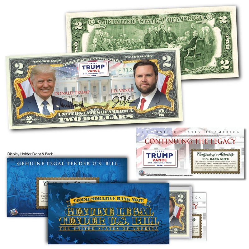 ProudPatriots1's tweet photo. 🇺🇸 Trump Vance 2024 Collectible $2 Bill
✅ Show Your Support &amp; Own A Piece of History