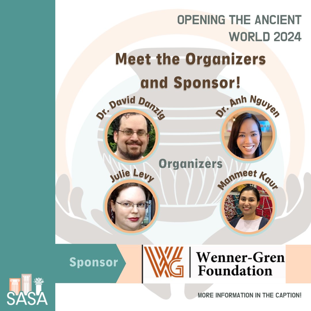 ✨Learn more about our conference organizers and grant provider for our virtual conference

#OpeningTheAncientWorld Dr. David Danzig, Dr. Anh Nguyen, Julie Levy &amp; Manmeet Kaur  Sponsored by the Wenner-Gren Foundation to feature #Live translation in 3 languages!